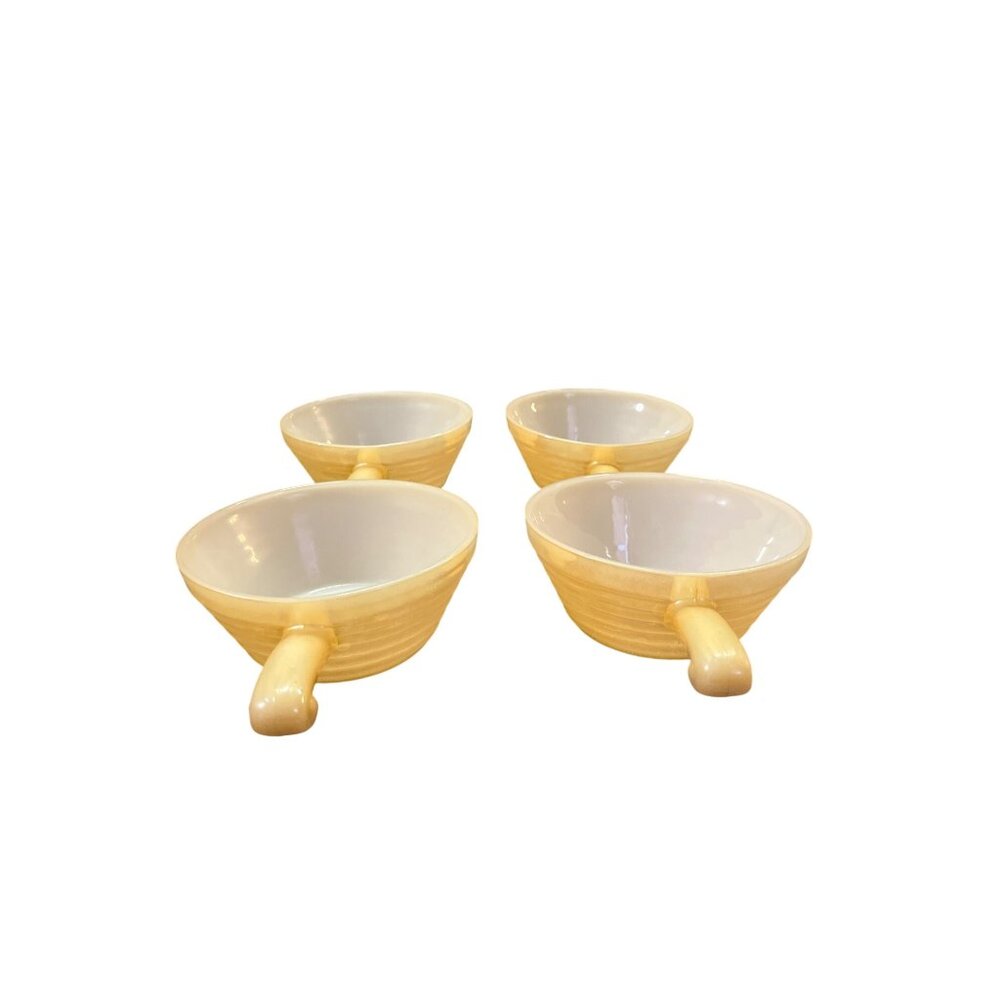 Vintage Fire King Peach Lustre Beehive Soup Bowls 4pc Used